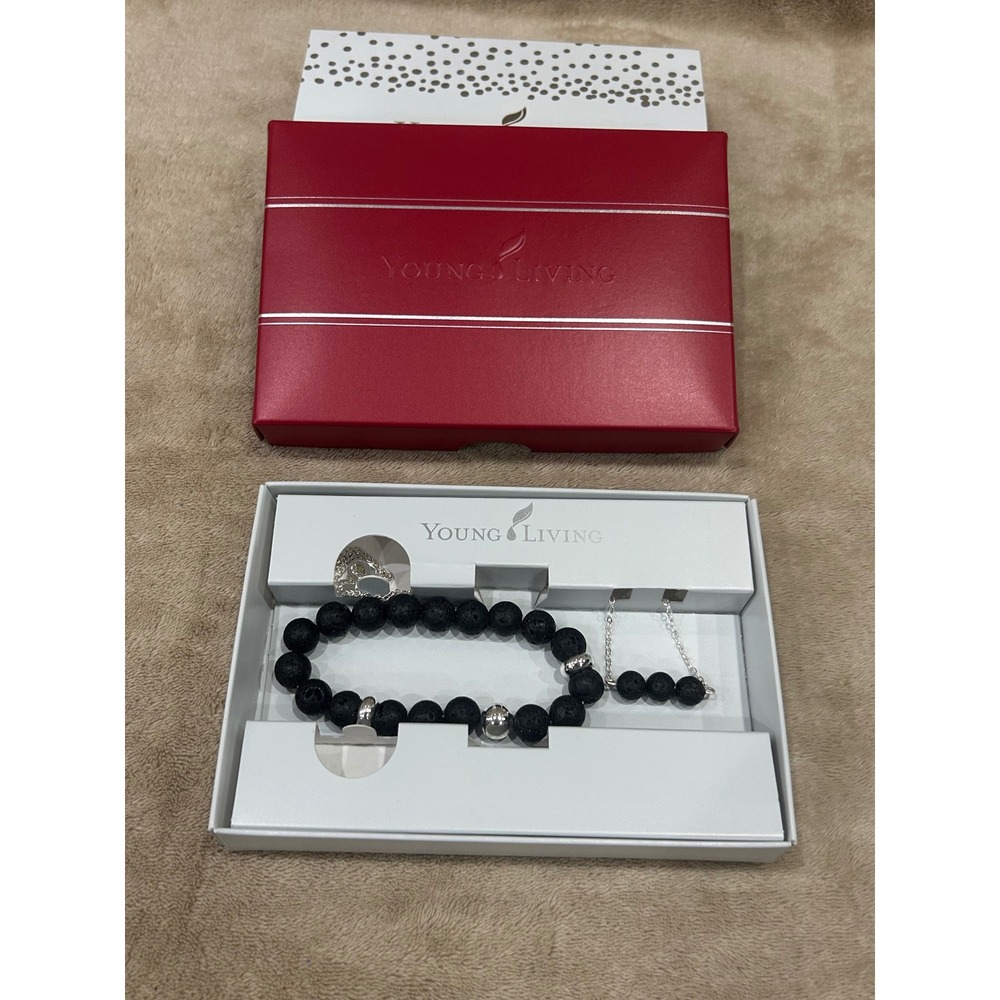 Young Living Essential Oil Diffuser Jewelry Set Lava Rock Bracelet Necklace